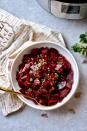 <p>This colorful salad tastes even better the next day.</p><p>Get the recipe from <a href="https://yangsnourishingkitchen.com/instant-pot-beets-salad/" rel="nofollow noopener" target="_blank" data-ylk="slk:Yang's Nourishing Kitchen;elm:context_link;itc:0;sec:content-canvas" class="link ">Yang's Nourishing Kitchen</a>.</p>