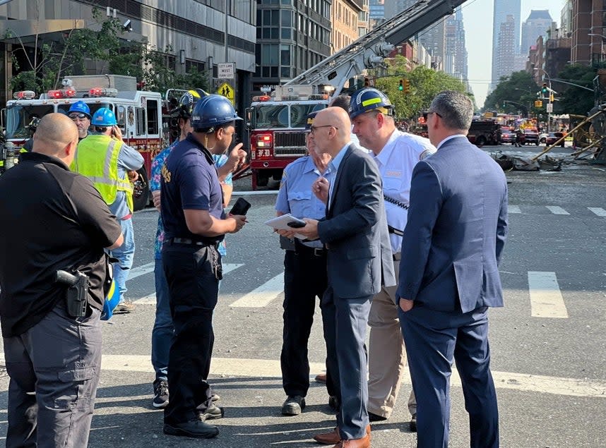 NYC Mayor’s Office released these images of officials on the scene of the crane collapse (NYC Mayor’s Office)