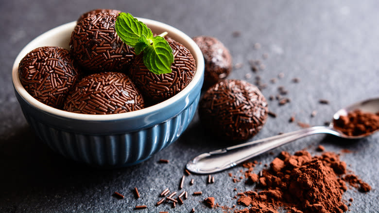 brigadeiros and cocoa powder