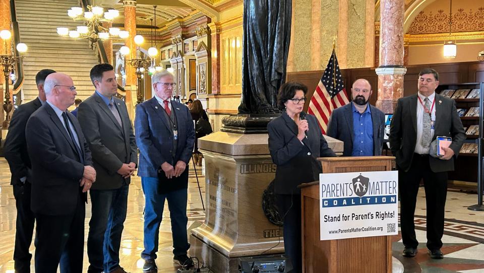 The Parents Matter Coalition, joined by members of the Illinois Freedom Caucus, rallied for the "right to parent" advisory referendum at the Illinois State Capitol on Tuesday, Feb. 20, 2024.