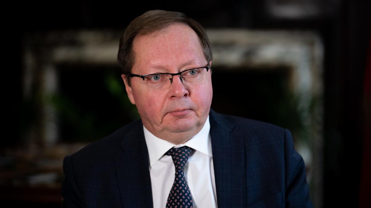 Ambassador of the Russian Federation to the UK Andrei Kelin during an interview with PA at the official residence of the Russian Ambassador in London. Picture date: Monday February 21, 2022. (Photo by Aaron Chown/PA Images via Getty Images)