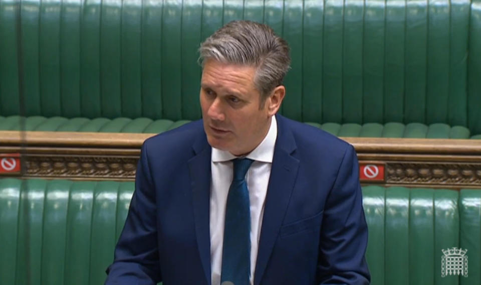 Labour leader Sir Keir Starmer responds after Prime Minister Boris Johnson spoke about the Covid-19 pandemic in the House of Commons, London. Picture date: Wednesday May 12, 2021.