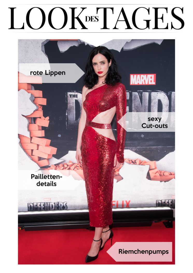 Krysten Ritter kam als „Lady in Red“ auf den roten Teppich. (Bild: AP Photo)