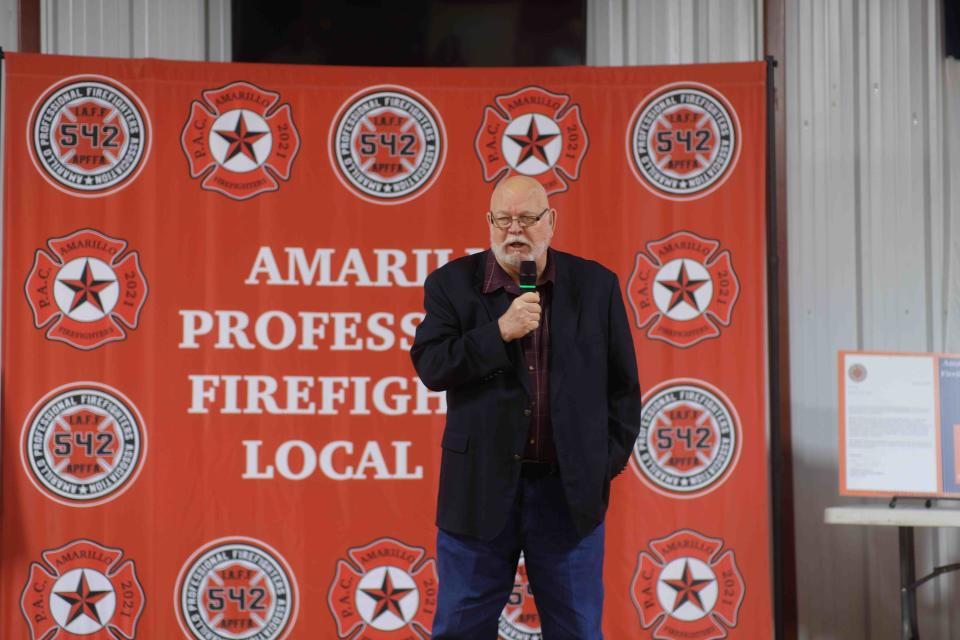 Candidate for Place 3 Tom  Scherlen speaks at the Amarillo Firefighters Union Hall Tuesday as they announced his endorsement.