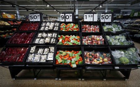 Fresh fruit and vegetables are displayed at the Asda superstore in High Wycombe, Britain, February 8, 2017. REUTERS/Eddie Keogh