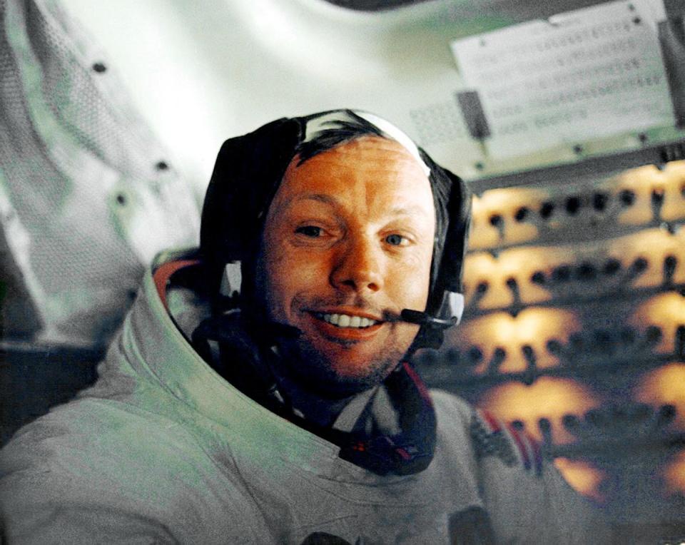 <p>Armstrong after his historic walk on moon.</p>