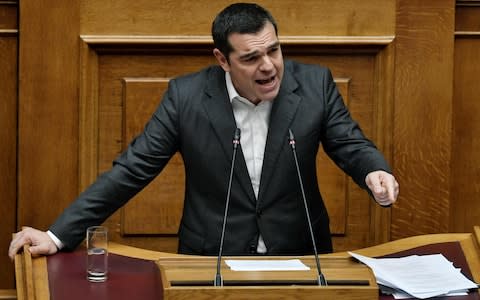 Alexis Tsipras was fighting for his political life on Wednesday - Credit: LOUISA GOULIAMAKI/AFP/Getty Images&nbsp;