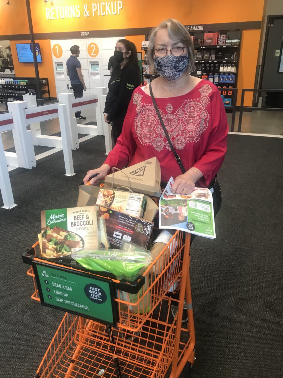 Customer with full shopping cart