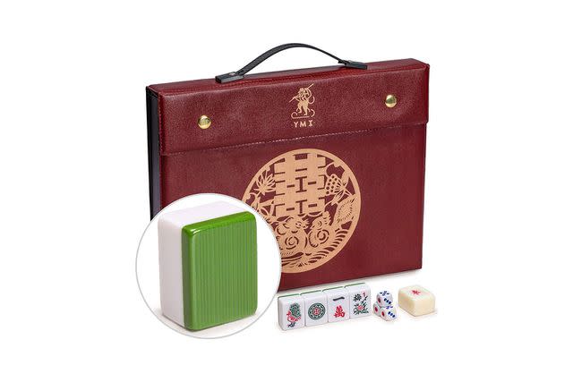 Japanese Riichi Mahjong Set - White and Yellow Large Size Tiles and Vinyl Case - Yellow Mountain Imports