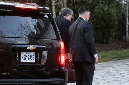 U.S. Attorney General William Barr arrives home after Special Counsel Robert Mueller handed in his report to Barr earlier in the day on his investigation into Russia's role in the 2016 presidential election and any potential wrongdoing by U.S. President Donald Trump in McLean, Virginia, U.S., March 22, 2019. REUTERS/Jonathan Ernst