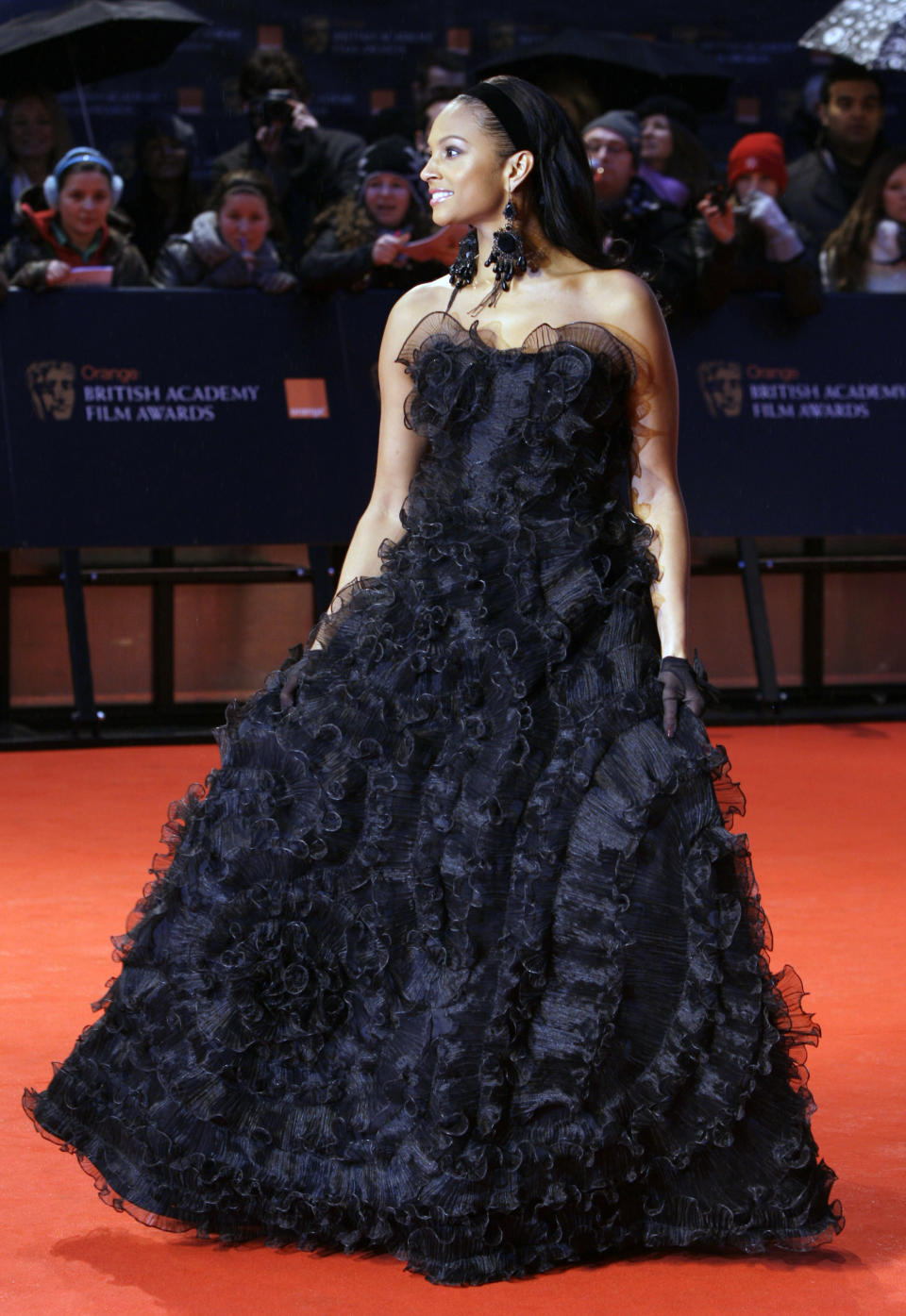 British singer Alesha Dixon arrives at the British Academy Film Awards 2009, at The Royal Opera House in London, England, Sunday, Feb. 8, 2009. (AP Photo/Joel Ryan)