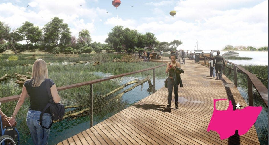 An illustration of the planned Geist Waterfront Park, scheduled to open in 2024
