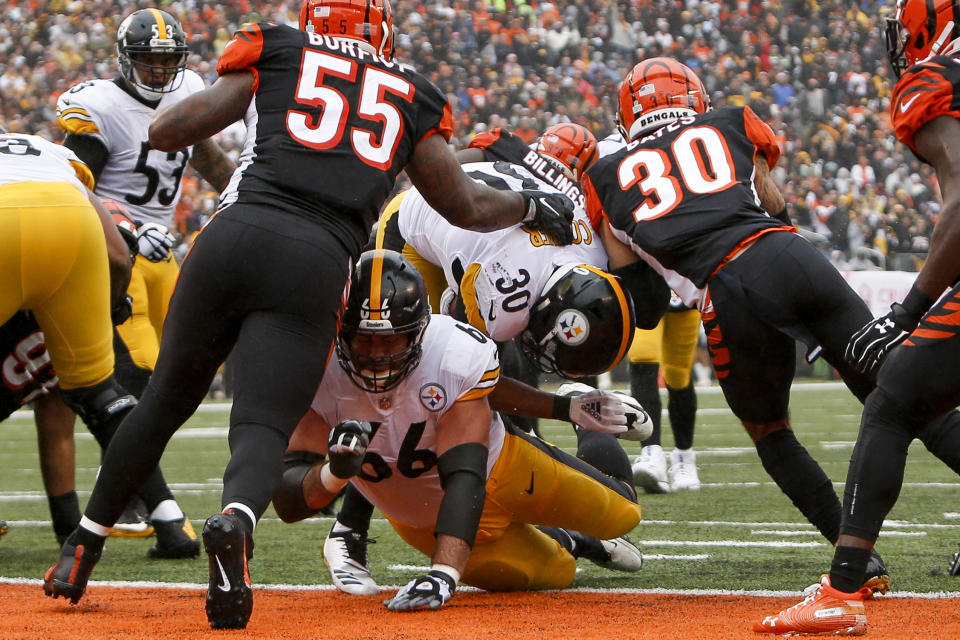 James Conner had a fine day on the ground against the Bengals, rushing for 111 yards and two touchdowns. (AP)