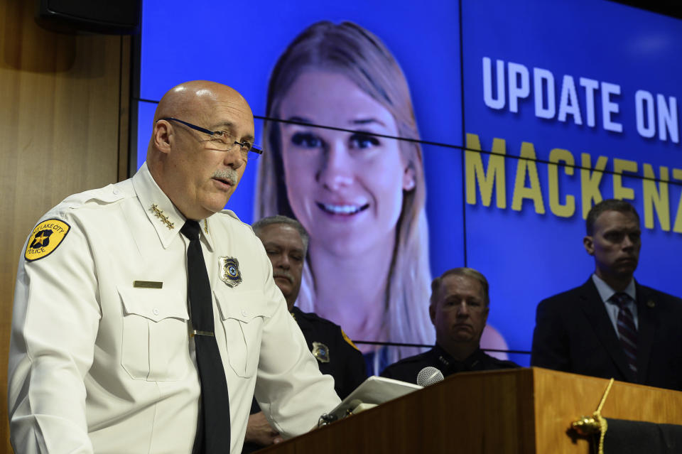 Salt Lake City Police Chief Mike Brown holds a news conference on Friday, June 28, 2019 in Salt Lake City. Brown said Ayoola A. Ajayi was being charged with aggravated murder, kidnapping and desecration of a body in the death of 23-year-old Mackenzie Lueck. He was arrested without incident earlier Friday morning by a SWAT team. (Francisco Kjolseth /The Salt Lake Tribune via AP)