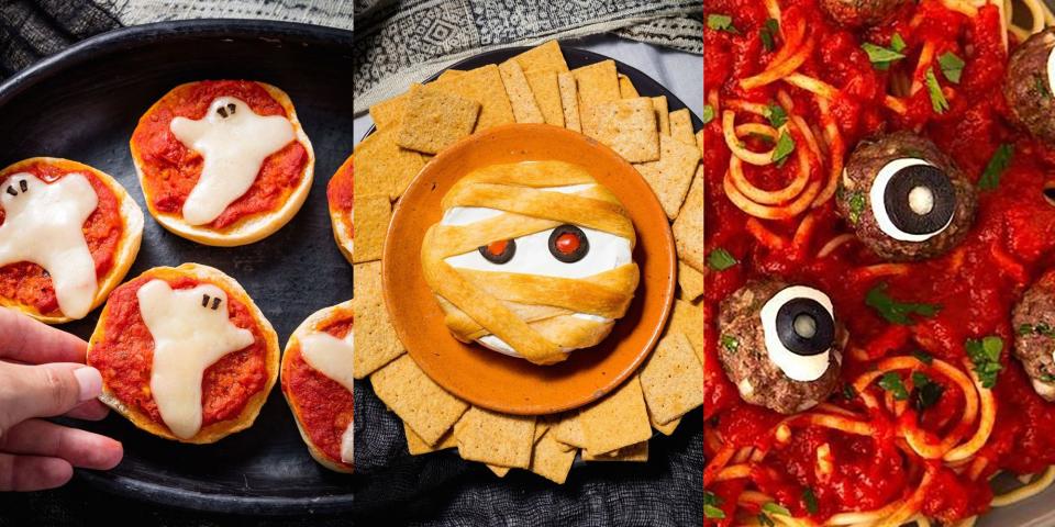 <p>Halloween is closing in and you're on the lookout for some spook-tacular Halloween food ideas that don't require too much effort. Luckily for you, we've rounded up a selection of great-tasting and ultra-easy Halloween recipes that you're going to love. With everything from <a href="https://www.delish.com/uk/cooking/recipes/a29351932/ghost-pizza-bagels-recipe/" rel="nofollow noopener" target="_blank" data-ylk="slk:Ghost Pizza Bagels;elm:context_link;itc:0;sec:content-canvas" class="link ">Ghost Pizza Bagels</a> to <a href="https://www.delish.com/uk/cooking/recipes/a40964977/padron-pepper-mummies/" rel="nofollow noopener" target="_blank" data-ylk="slk:Padron Pepper Mummies;elm:context_link;itc:0;sec:content-canvas" class="link ">Padron Pepper Mummies</a> and <a href="https://www.delish.com/uk/cooking/recipes/a40967969/snake-cheese-straws/" rel="nofollow noopener" target="_blank" data-ylk="slk:Snake Cheese Straws;elm:context_link;itc:0;sec:content-canvas" class="link ">Snake Cheese Straws</a>, there's plenty of fun, easy to make Halloween recipes for you to magic up this year. Here's 34 of our favourite Halloween food ideas. </p>