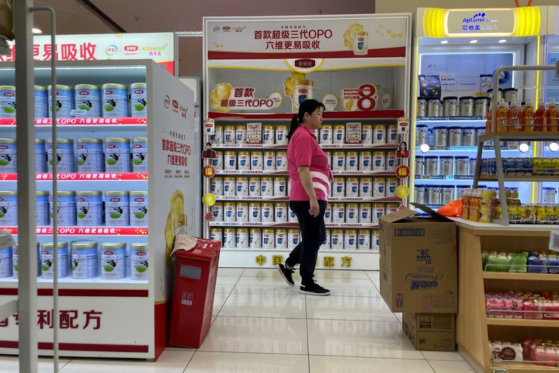 Baby formula are pictured at a supermarket in Shanghai