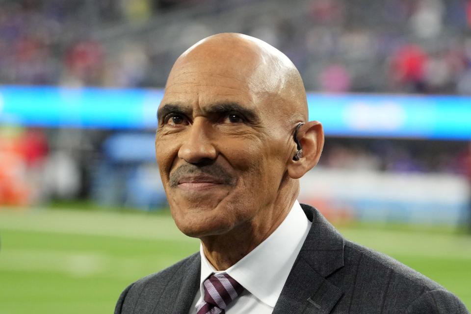 NBC Sports broadcaster Tony Dungy during the game between the Los Angeles Chargers and the Buffalo Bills at SoFi Stadium.