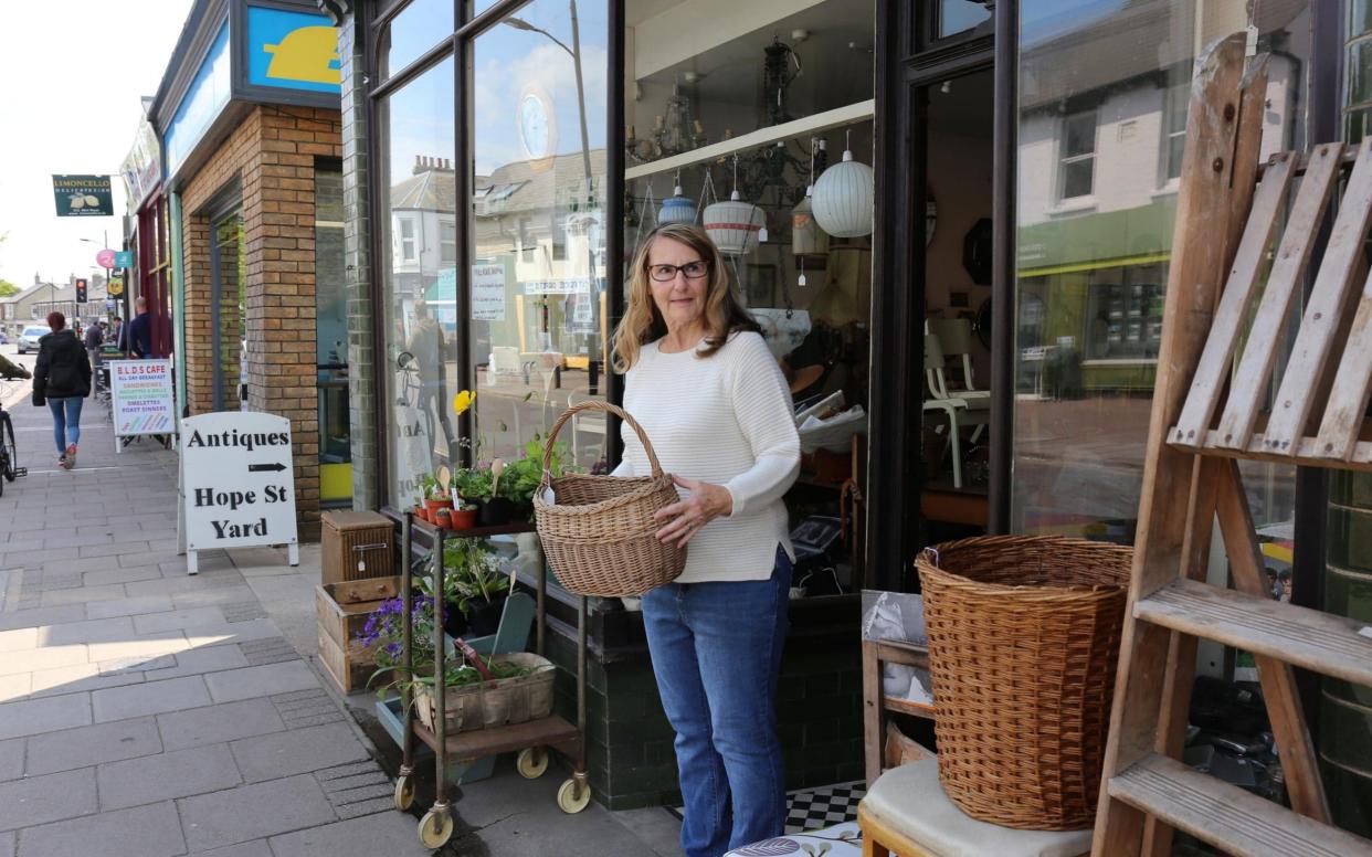 Josephine Tucker at her shop The Old Chemist Shop Antiques Centre on Mill Road, Cambridge - TMG John Lawrence