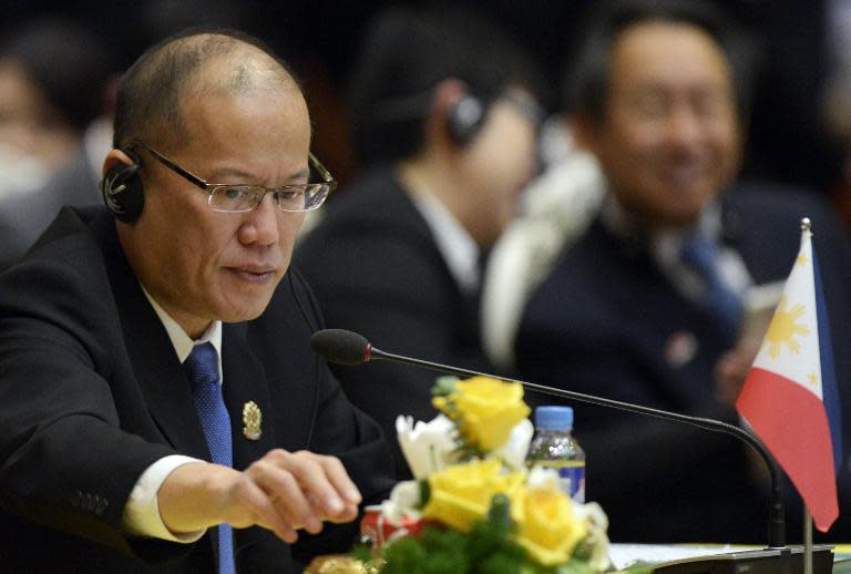 Philippine President Benigno Aquino attends the East Asia Summit Plenary Session in Naypyidaw on November 13, 2014