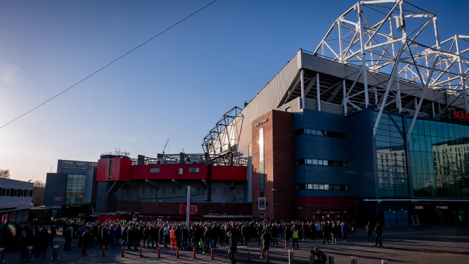 MANCHESTER, ENGLAND - FEBRUARY 06: Manchester United fans attend a ceremony to mark the 62nd anniversary of the Munich Air Disaster at Old Trafford on February 06, 2020 in Manchester, England. (Photo by Ash Donelon/Manchester United via Getty Images)