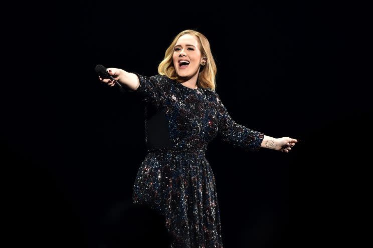 Adele called Hillary Clinton onstage at her concert on Tuesday night.