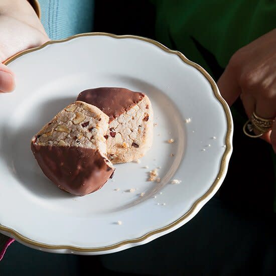 Milk Chocolate-Dipped Hazelnut Sandies