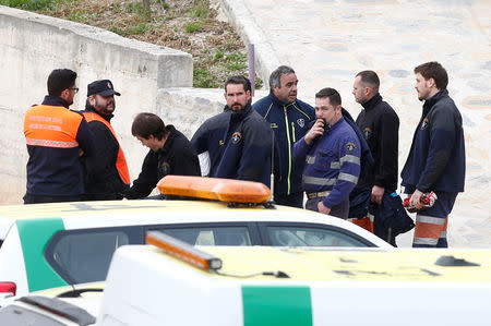 A miner rescue team arrives to the control center at the area where Julen, a Spanish two-year-old boy, fell into a deep well nine days ago when the family was taking a stroll through a private estate, in Totalan, southern Spain January 22, 2019. REUTERS/Jon Nazca