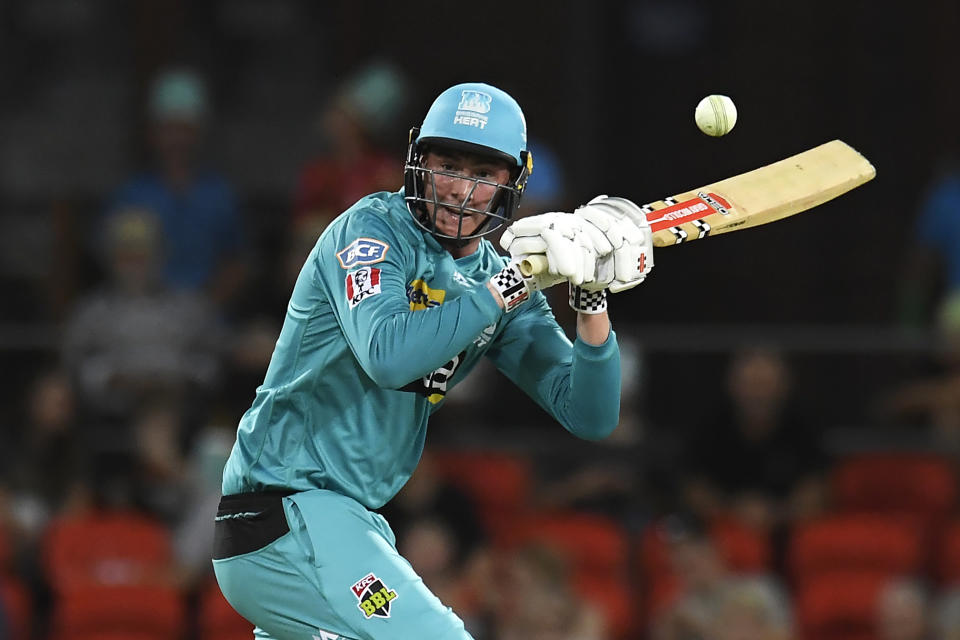 Matthew Renshaw of the Heat bats during the Big Bash League match between the Brisbane Heat and the Melbourne Stars at Metricon Stadium on December 20, 2019 in Gold Coast, Australia.