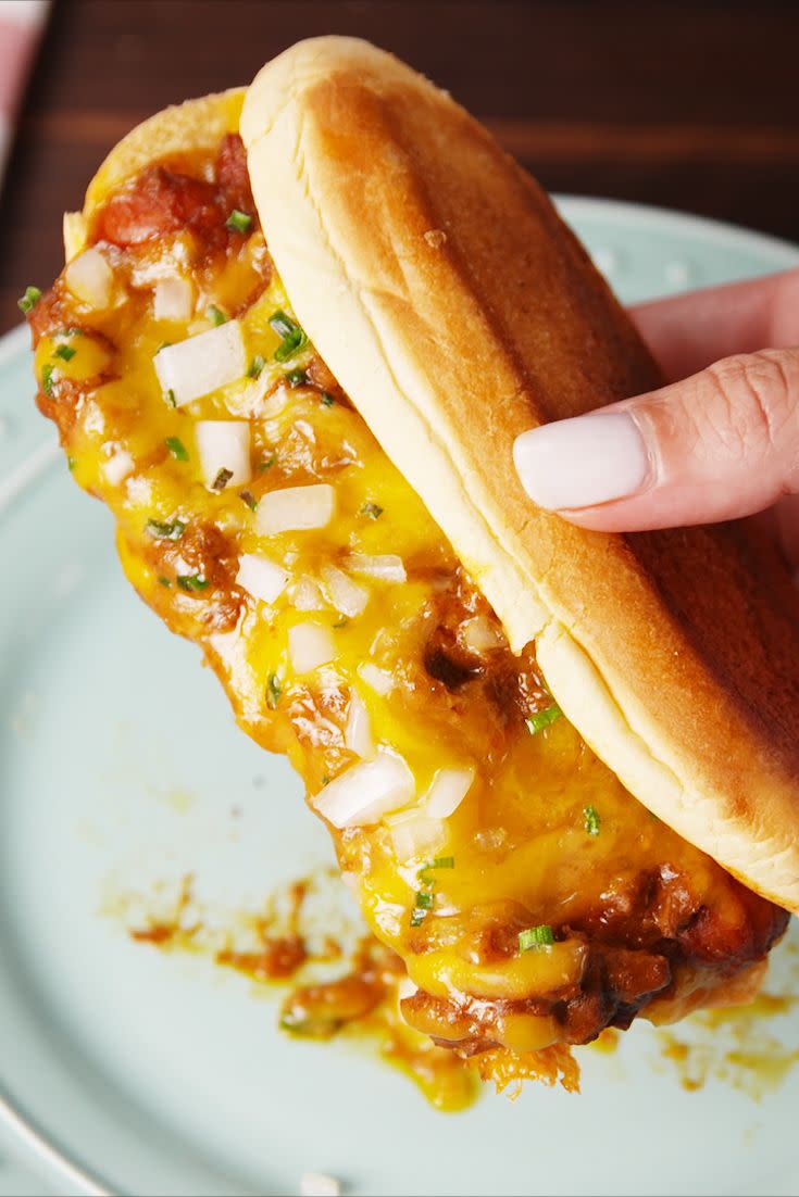 grilled chili cheese hot dog