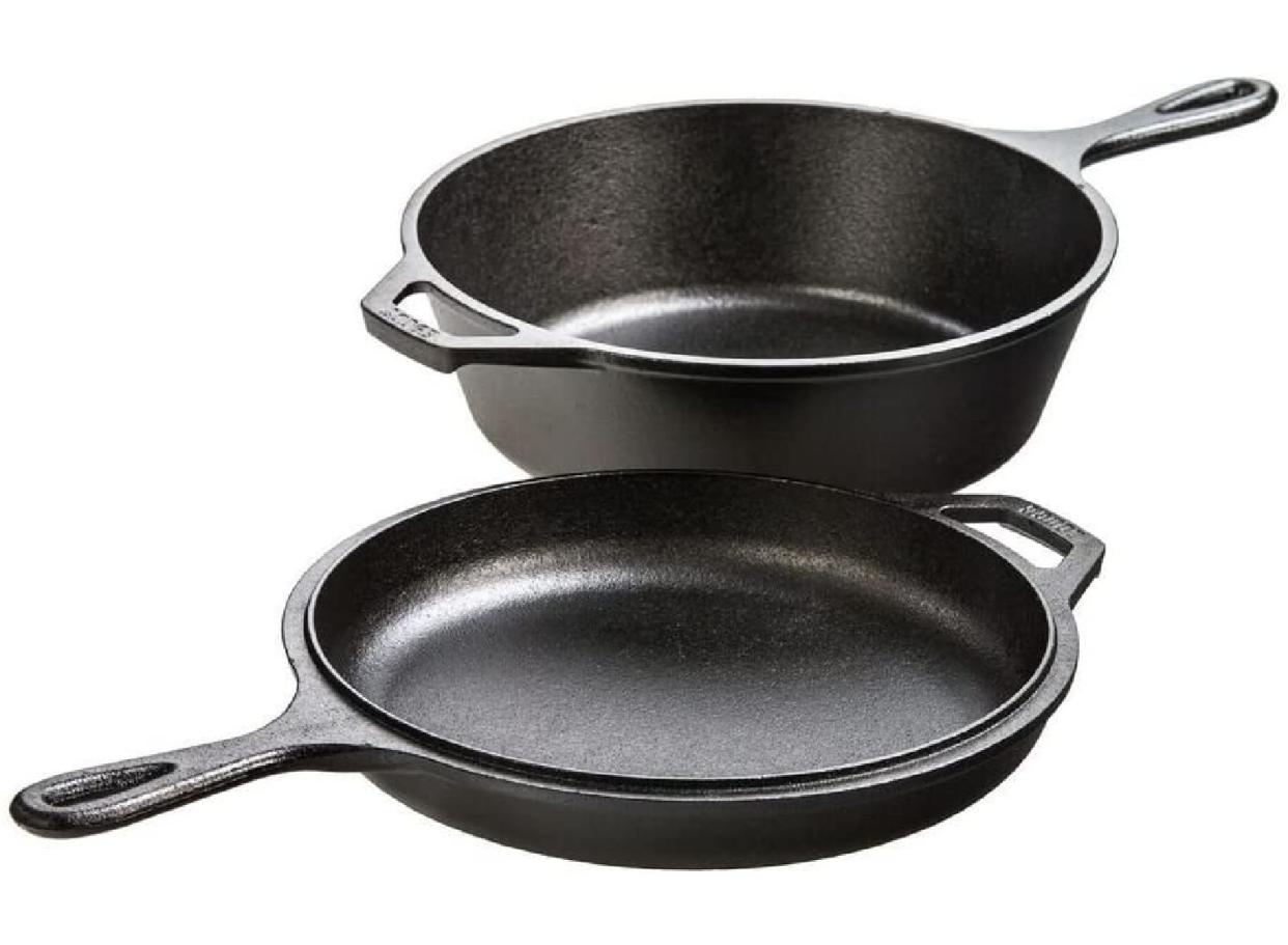 Check out this incredible deal on this 2-in-1 cast iron cookware. (Source: Amazon)