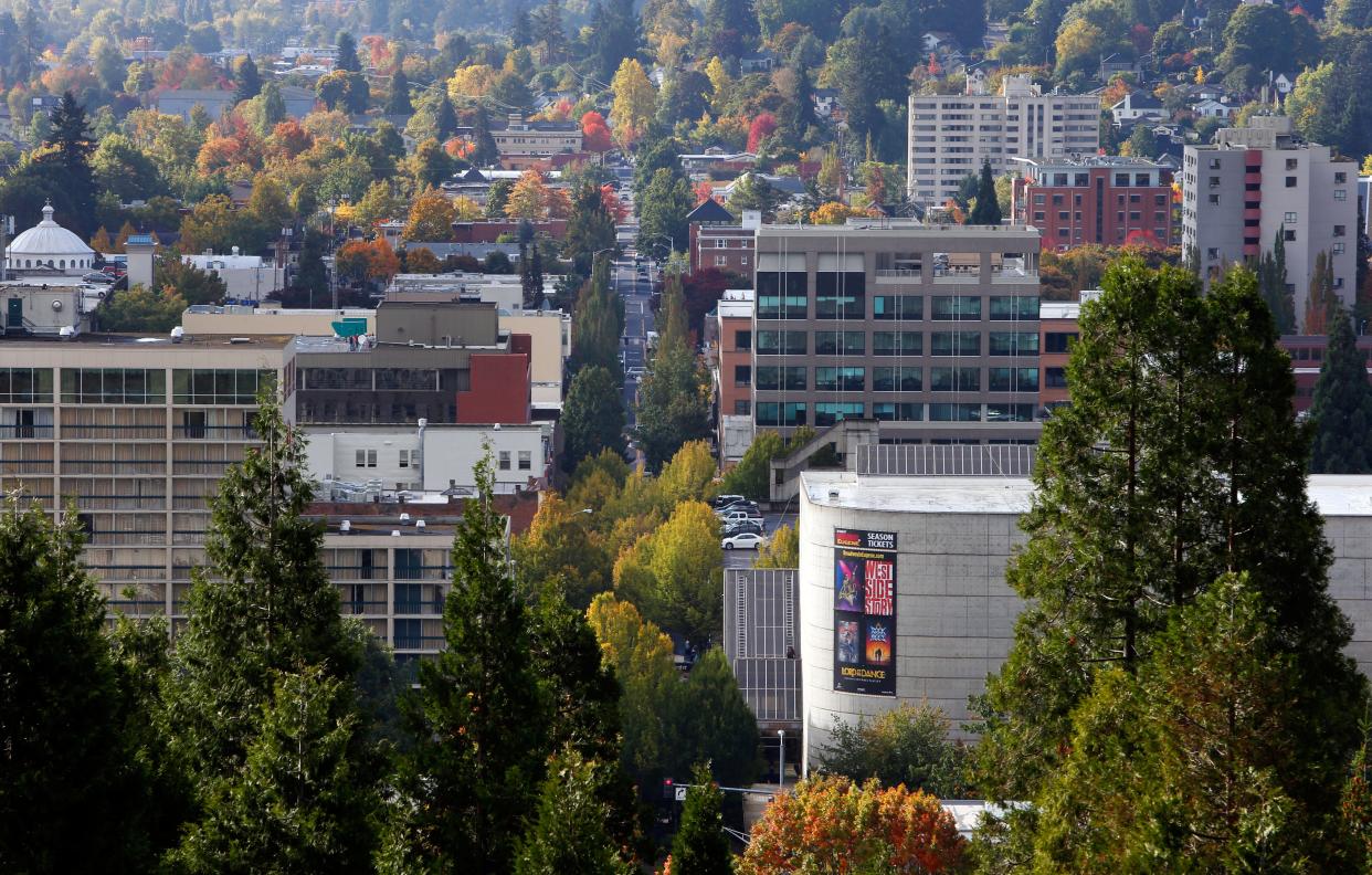 View from Skinners Butte looking south on Willamette Street in Eugene, Oregon.