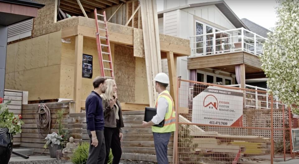 A video promoting Envision Custom Renovations was posted on youtube in 2022. The home pictured here belongs to Holly Hamilton and her husband. The three people standing in front of it appear to be actors, according to Hamilton who says she lost “more money than we could afford" to Hrehirchuk. 