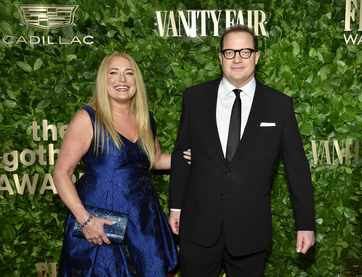 Brendan Fraser and girlfriend Jeanne Moore attend the Gotham Independent Film Awards at Cipriani Wall Street on Monday, Nov. 28, 2022, in New York. (Photo by Evan Agostini/Invision/AP)