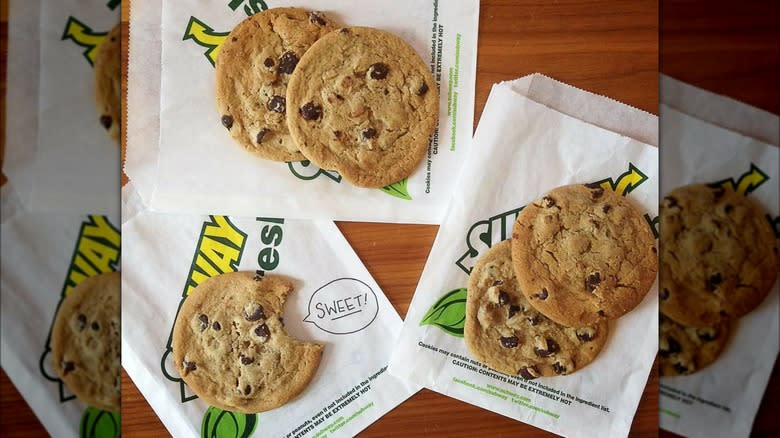 Subway cookies on wrappers