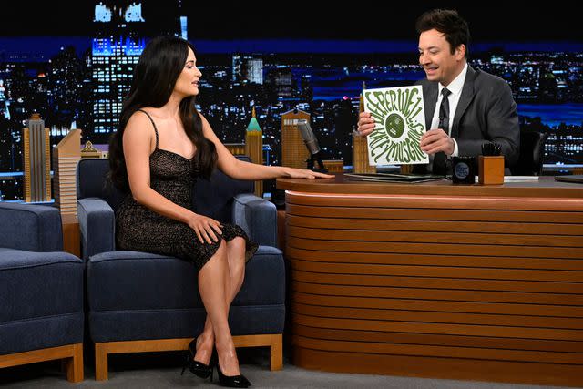 <p>Todd Owyoung/NBC</p> Kacey Musgraves and Jimmy Fallon on The Tonight Show in New York City on March 14, 2024