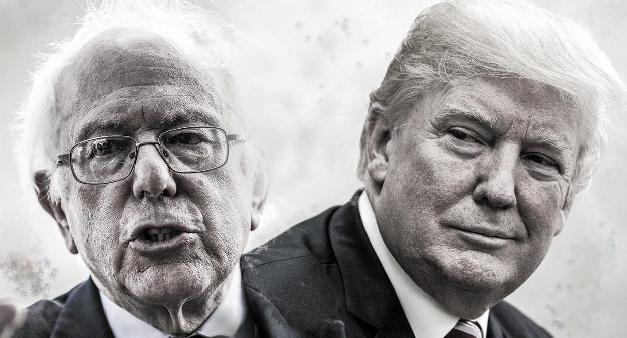 Sen. Bernie Sanders and President Trump. (Yahoo News photo Illustration; Drew Angerer/Getty Images; Chris Kleponis-Pool/Getty Images)