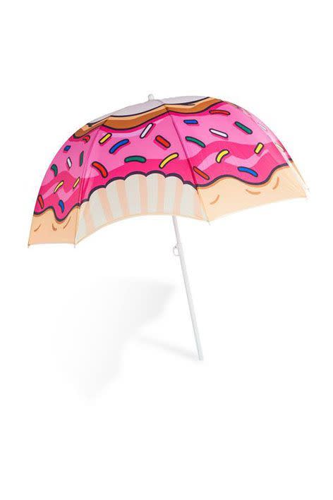 Steel Beach Umbrella in Pink Frosted Donut Pattern