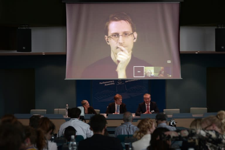 Former NSA intelligence contractor Edward Snowden, pictured via video link from Russia on June 23, 2015, revealed the bulk gathering of "metadata" from Americans' phone calls in 2013