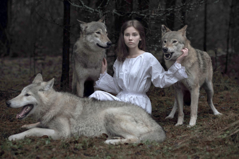 Alena with wolves