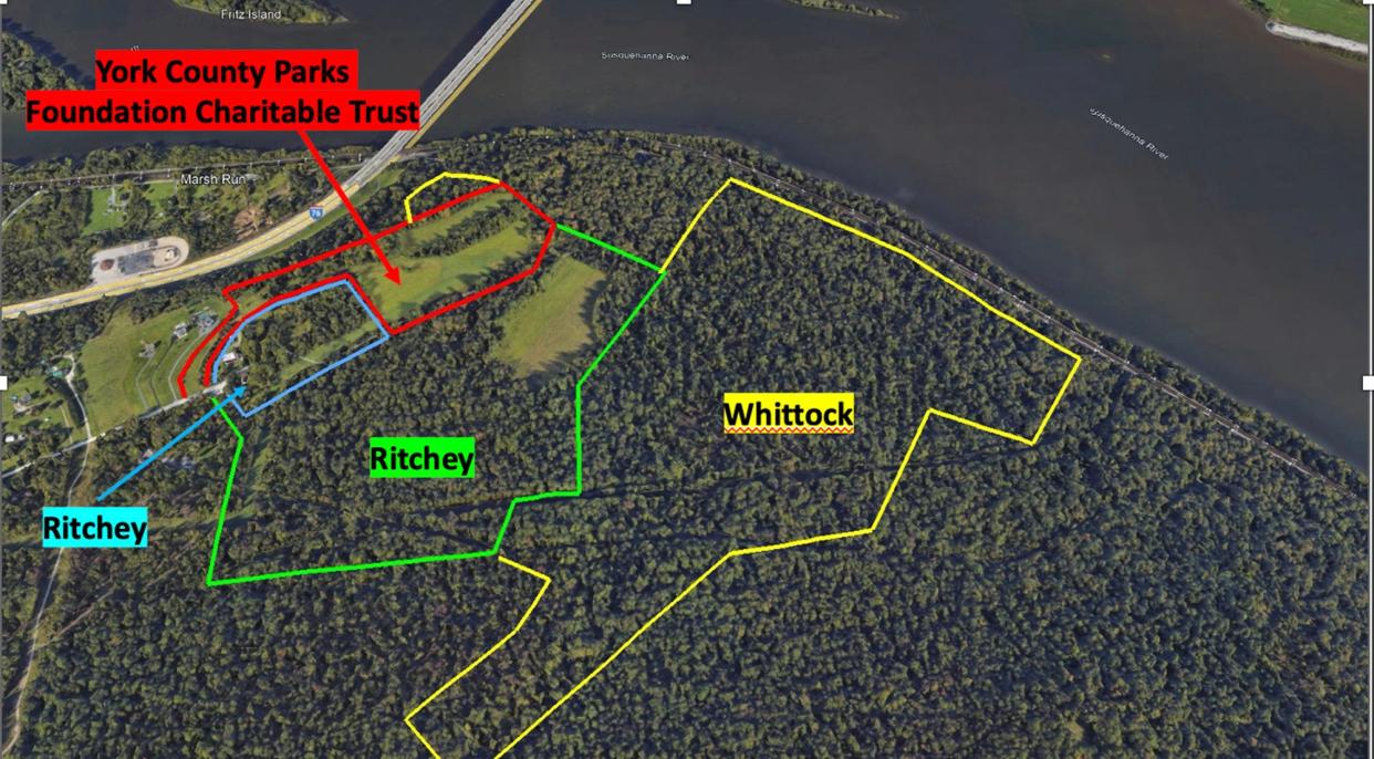 The site plan for the proposed county park is nestled in a mostly wooded area of Fairview Township near the Susquehanna River and Pennsylvania Turnpike. The funding for land acquisition is through grants.