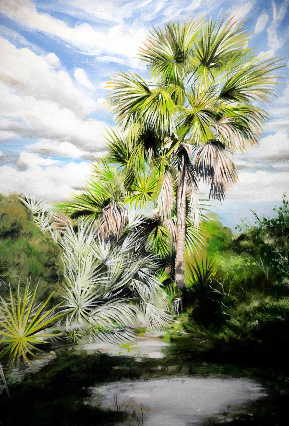 West Palm Beach artist pays tribute to endangered subtropical forests with Paul Gervais-An Endangered Landscape; Recent Paintings of the Hypoluxo Scrub at the Ann Norton Sculpture Gardens October 10, 2023 in West Palm Beach. The exhibit runs from October 11, 2023 to January 7, 2024.