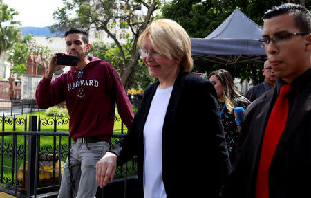 Venezuela's chief prosecutor Luisa Ortega Diaz leaves Venezuela's National Assembly after a session in Caracas, Venezuela July 3, 2017. REUTERS/Marco Bello