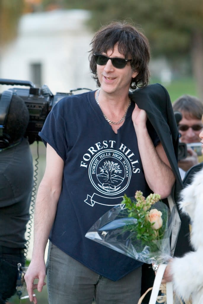 Hyman at the memorial ceremony for punk rocker Johnny Ramone, who was immortalized with a bronze statue in the Hollywood Forever Cemetary in 2004. Corbis via Getty Images