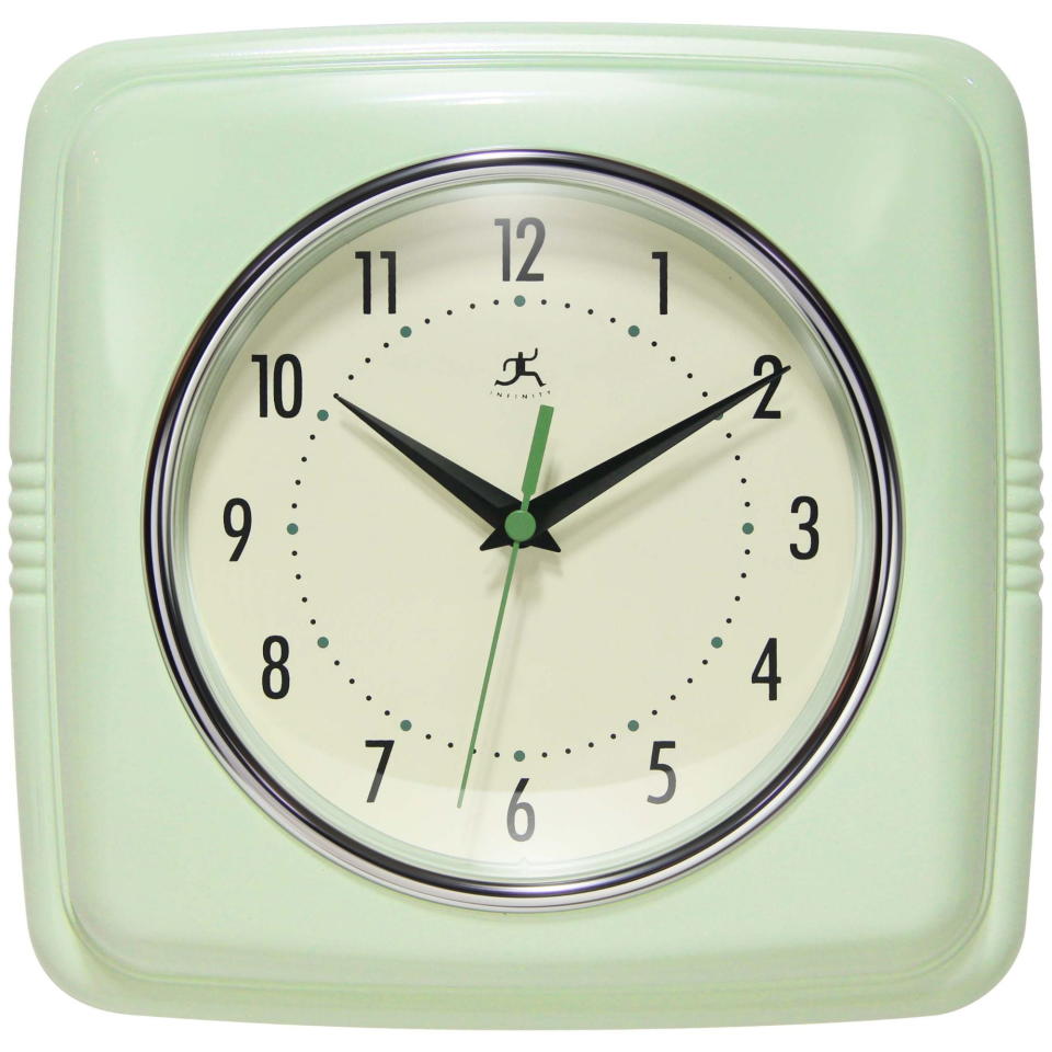 <p><a href="https://go.redirectingat.com?id=74968X1596630&url=https%3A%2F%2Fwww.walmart.com%2Fip%2FInfinity-Instruments-Retro-Square-Meadow-Mist-Green-Plastic-9-25-inch-Analog-Wall-Clock%2F198548911&sref=https%3A%2F%2Fwww.countryliving.com%2Fshopping%2Fgifts%2Fg43687610%2Fwalmart-nostalgic-products%2F" rel="nofollow noopener" target="_blank" data-ylk="slk:Shop Now;elm:context_link;itc:0;sec:content-canvas" class="link ">Shop Now</a></p><p>Analog Clock</p><p>$19.99</p><p>walmart.com</p>