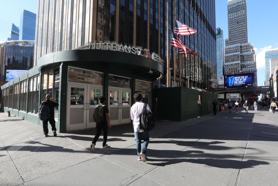 Five months into the COVID-19 pandemic, with people continuing to work from home, a fraction of the normal amount of commuters entered Penn Station in Manhattan during the evening rush hour Aug.18, 2020.