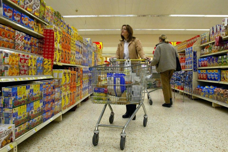 Consumers are now paying a record £571 more on average for their groceries than last year, new figures show (Martin Rickett/PA) (PA Wire)