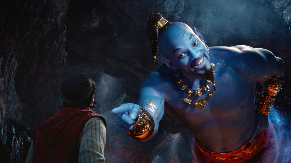 Will Smith's Genie introduces himself to his new pal, Aladdin (Mena Massoud), in the live-action Disney hit 'Aladdin' (Photo: Walt Disney Studios Motion Pictures / courtesy Everett Collection)