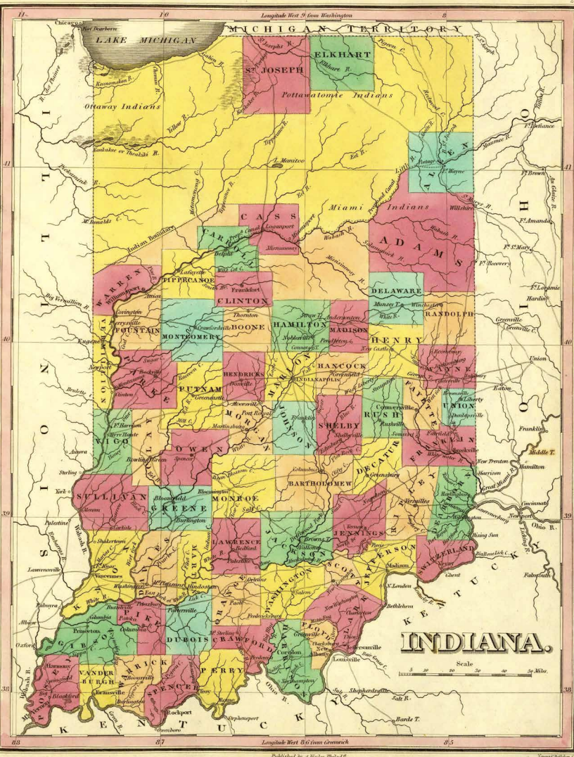 One of the first state maps to show a road in Lawrence County.