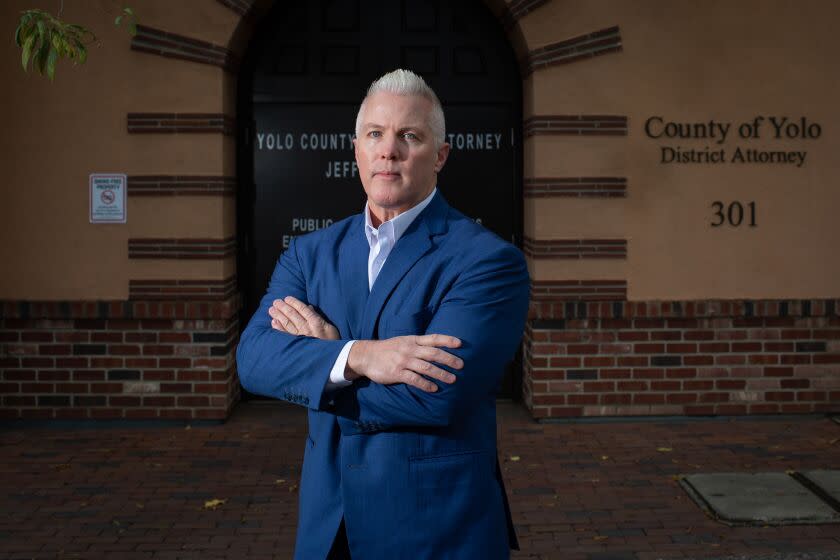 SACRAMENTO, CA - NOVEMBER 10: Yolo District Attorney Jeff Reisig stands outside his office on Wednesday, Nov. 10, 2021 in Sacramento, CA. (Jason Armond / Los Angeles Times)