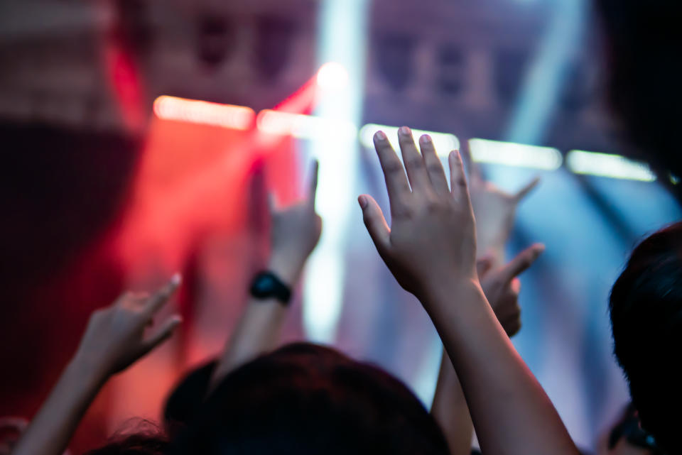 A group of people dancing 